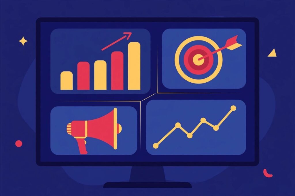 Digital marketing performance dashboard illustration